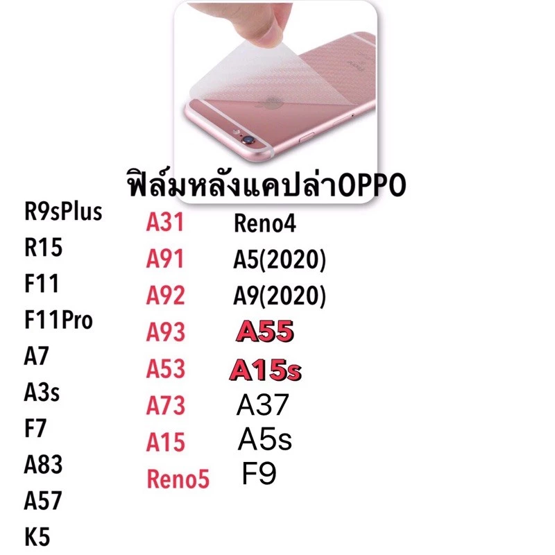 ฟิล์มหลังกันรอยเคฟล่า OPPO A57/A77/A31/A91/A92/A93/A94/A95/A96/A15/A15S/A16/A16K/A5/A9 thumbnail 4