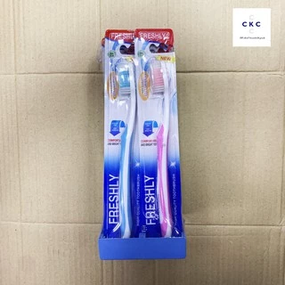 [แพ็ค 12 ด้าม] แปรงสีฟัน Freshly ขนนุ่ม คละแบบ