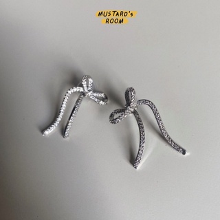 3D Ribbon Bow tie earring 🎀 - ตุ้มหูคริสตัลเพชร คล้ายโบว์ ดีเทลเก๋มาก