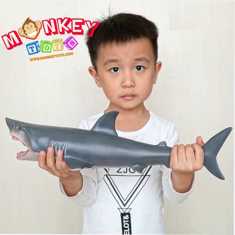 Monkey Toys โมเดลสัตว์ Shark ปลาฉลาม ขาว ขนาด 24.00 CM แบบนิ่ม (จากหาดใหญ่)