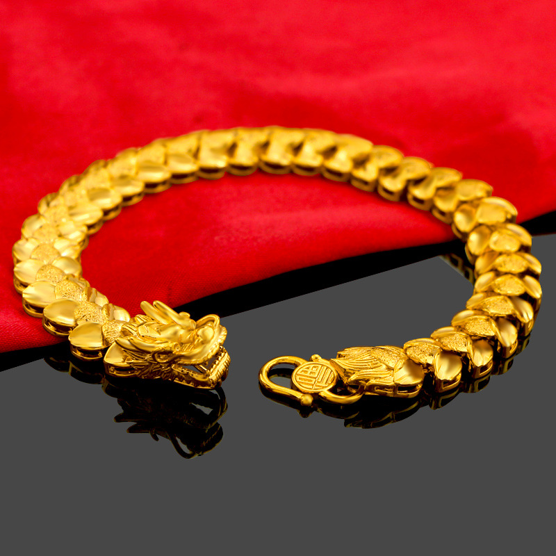 Emas 916 Men 's 24K Gold Bracelet Real Domineering Dragon Style Stable and Elegant Jewelry