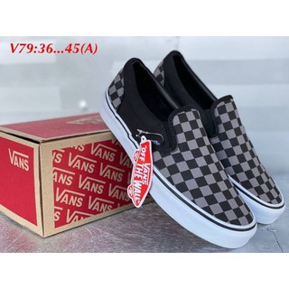 Vans Slip on ตารางเทาดำ Checkerboard