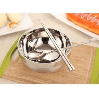 stainless .everything ชามเกาหลีสแตนเลส 2 ชั้น (ไม่ร้อนมือ)