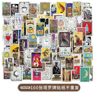 พร้อมส่ง！ไพ่ทาโรต์  Tarot sticker สติกเกอร์กันน้ำรูปแบบที่แตกต่างกัน 100ชิ้น