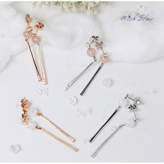 Special Collection! ต่างหู เกล็ดหิมะ &amp; Strawberry Quartz เงินแท้925 ชุบทองขาวและrose gold 18k ใส่แล้วสวยหรูดูดีมาก!!!!