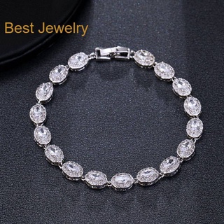 Best Jewelry/ข้อมือเพชร CZ เกรด 8A Cubic Zirconia ข้อมือเพชร ข้อมือเจ้าสาว