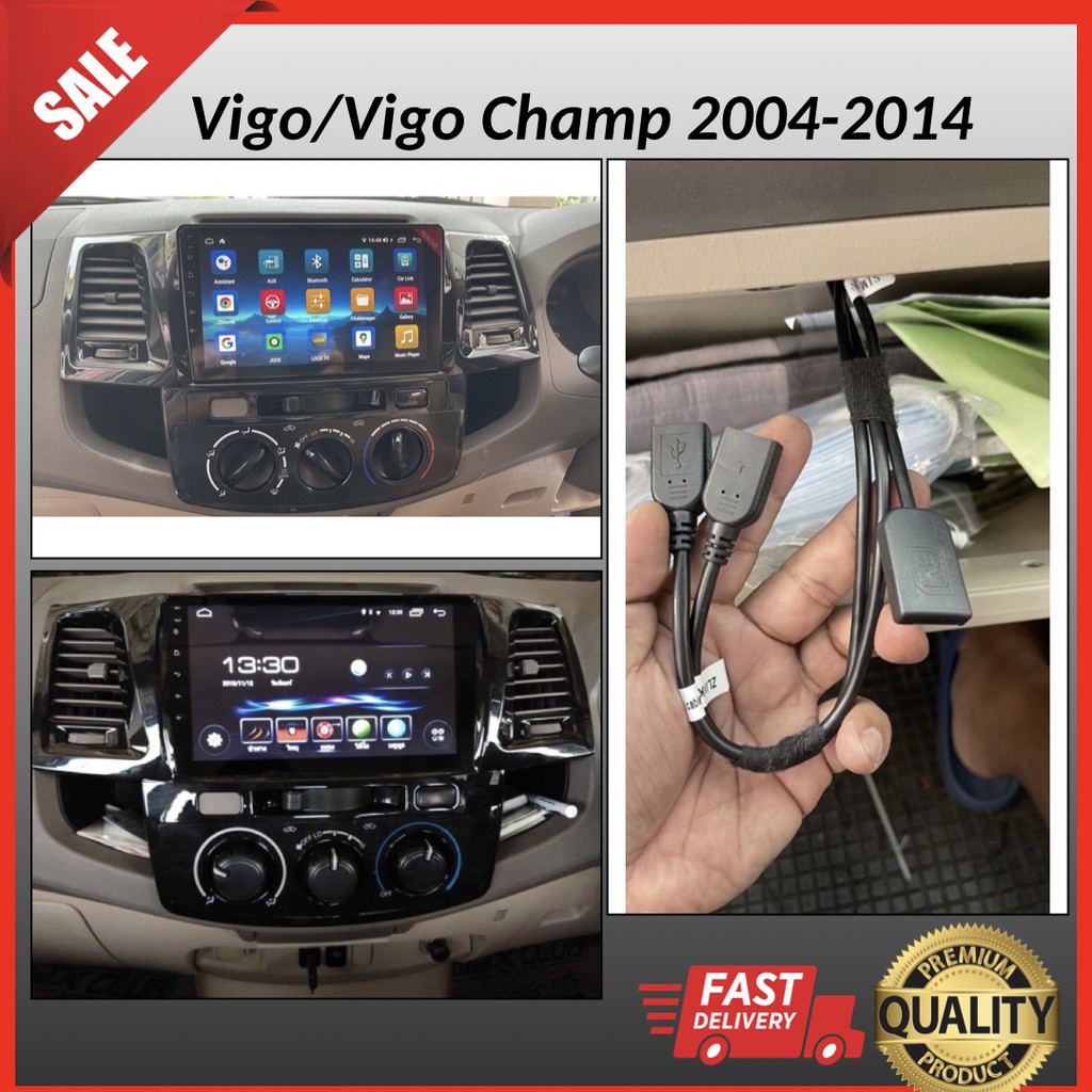 #เครื่องเสียงรถยนต์#จอแอนดรอยด์ 9 นิ้ว# android #Toyota วีโก้ปี05/ vigo champจอ+หน้ากาก+ปลั๊กตรงรุ่น