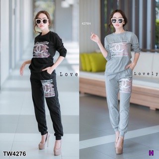 TwinsShopVip💗พร้อมส่ง TW4276 Set เสื้อ+กางเกงพิมพ์ลายคมชัด