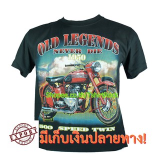 เสื้อลาย ไบค์เกอร์ 500 สปีด ทวิน อินเดียแดง มอเตอร์ไซด์ เสื้อยืด สกรีนหน้าหลัง