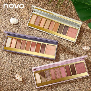 5404(ใหม่/แท้)พาเลทอายแชโดว์ 9 สี เนื้อใยไหม ประกายชิมเมอร์ novo Eye shadow 9 color palette พร้อมบลัชออน