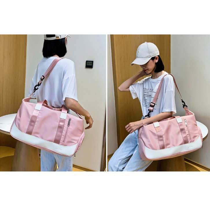 6 สี กระเป๋าเดินทาง TWO TONE กระเป๋าฟิตเนส ถือได้/สะพายได้