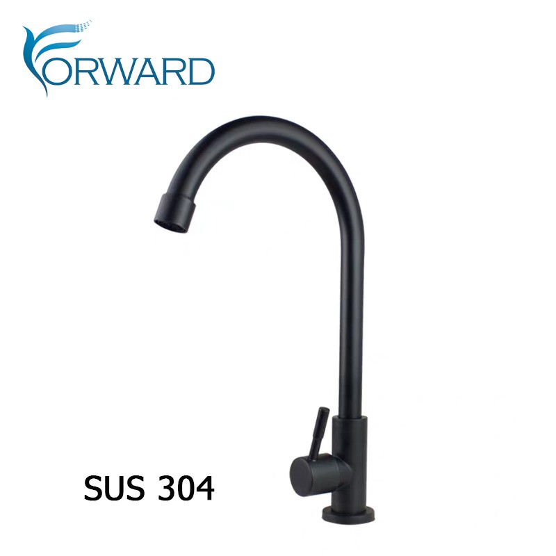 ก๊อกน้ำซิงค์ล้างจาน ก๊อกน้ำอ่างล้างจาน วัสดุสแตนเลส304 สีดำ Tap Faucet stainless steel 304 รุ่น FF654