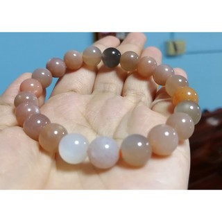 กำไลหินนำโชคมูนสโตน 3 สี (Moonstone) ขนาด 10 มิล ขนาด19-20เซนติเมตร