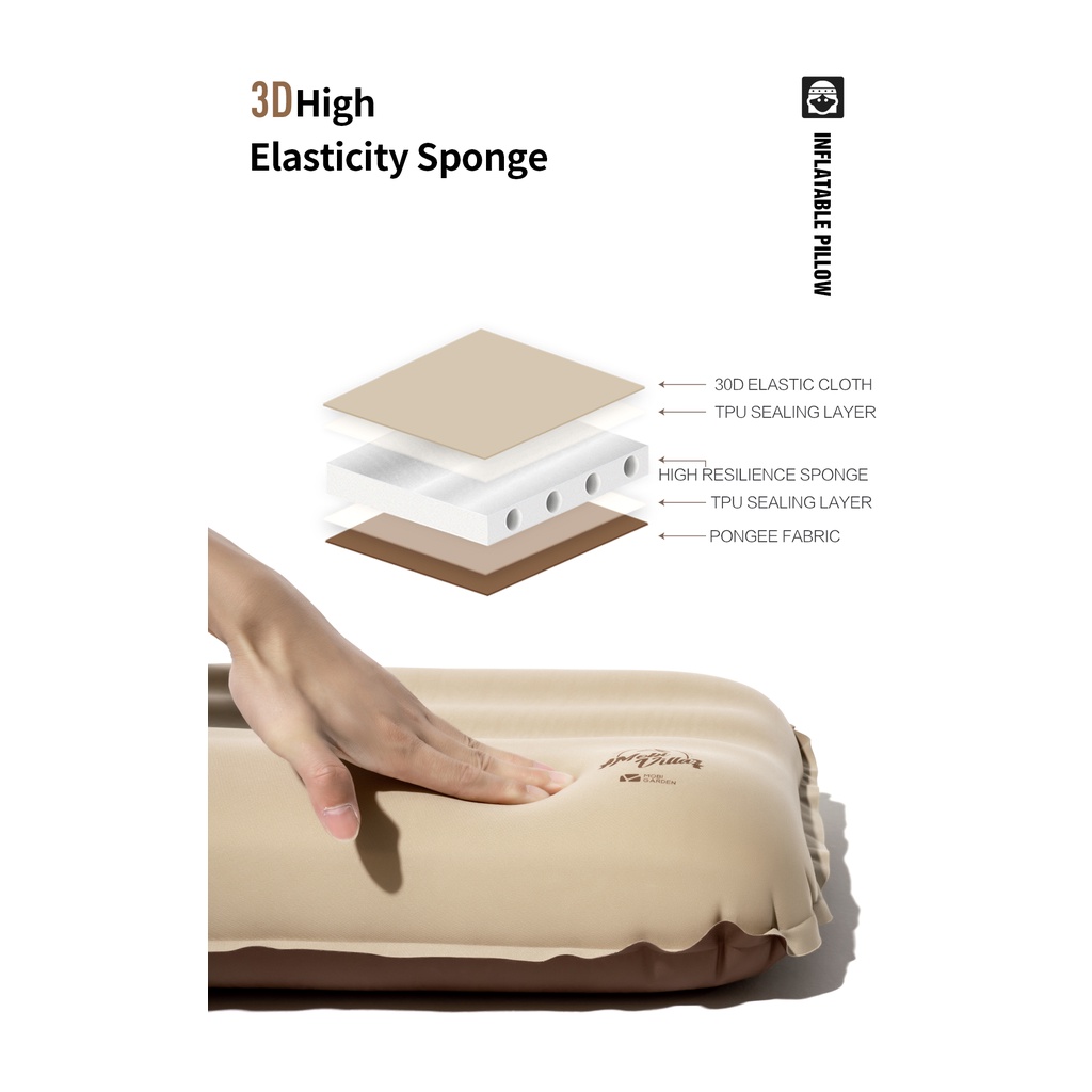 MOBI GARDEN หมอนเป่าลม อัตโนมัติ เบาพิเศษ ฟองน้ํา สะดวกสบาย แบบพกพา สําหรับตั้งแคมป์ เดินทาง กลางแจ้ง - รูปที่ 3