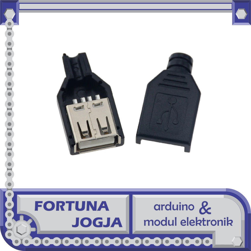 USB Jack Female Type-A Connector 4 Pin Plastic Cover Cable