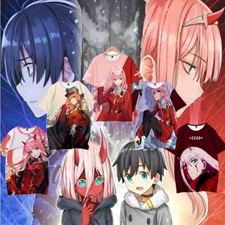 เสื้อยืดแขนสั้น พิมพ์ลายคอสเพลย์ DARLING in the FRANXX ZERO TWO 02 SY7 HIRO Halloween Christmas YS7