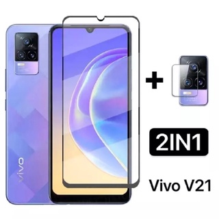 ฟิล์ม Vivo V21/Y33S/Y21/Y21S/V23E/Y15S 2021 ได้แป็นชุด 2in1 ฟิล์ม เลนส์กล้อง ฟิล์มกระจก เต็มจอขอบดำ ฟิล์มกันกระแทก