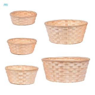 pri Bamboo Woven Bread Basket Fruit Vegetables Egg Storage Basketry Snacks Container