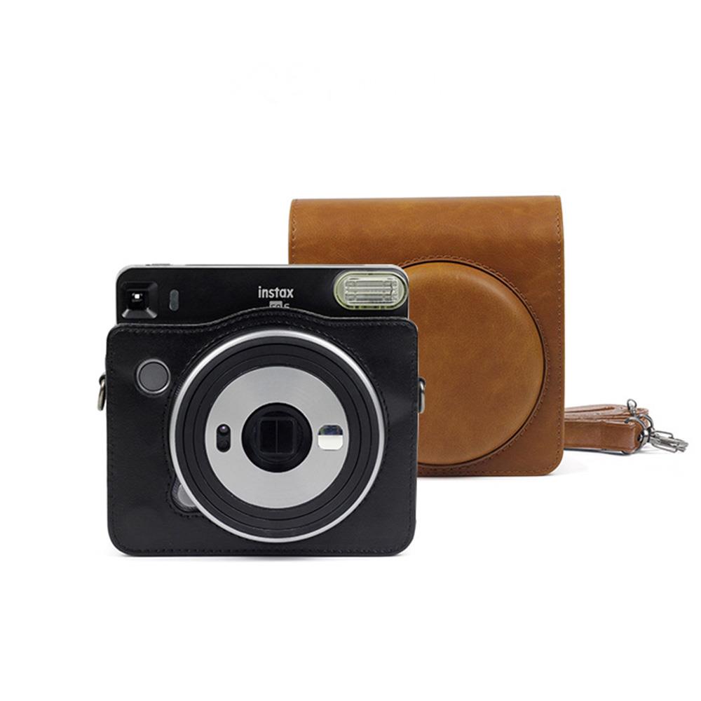 Jianyuan3er Fuji กล้องโพลารอยด์ SQ6 กระเป๋ากล้องกระเป๋าหนังหนัง PU ภาพถ่ายเคสป้องกันสะพายไหล่ SQ6 ติ