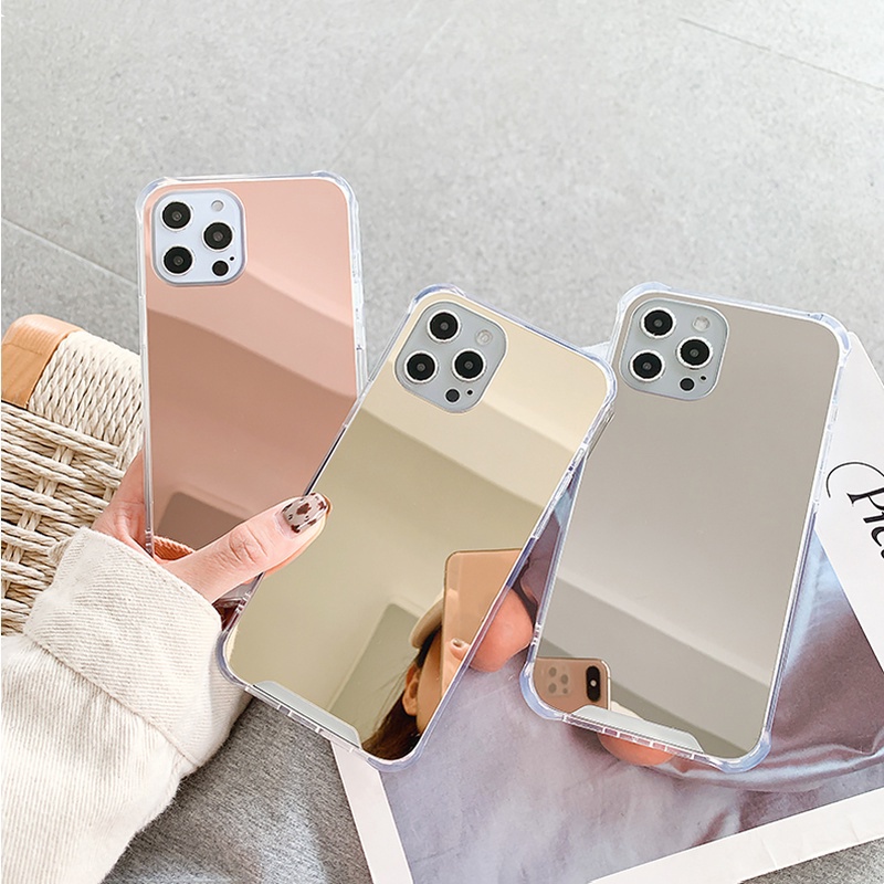 นุ่มกันกระแทกชุบกระจกiphoneสําหรับiphone 16 15 14 13 12 11 Pro Max XR XS X 7 8 6 6s Plus + SE 2020 TPUโทรศัพท์มือถือกรณีปก