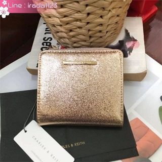 CHARLES &amp; KEITH TEXTURED SQUARE SHORT WALLET ของแท้ ราคาถูก