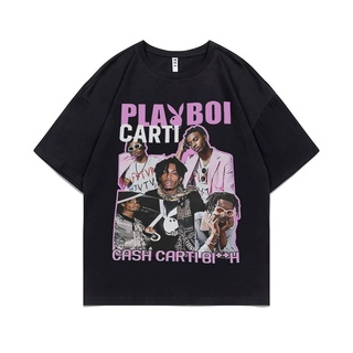 ใหม่ เสื้อยืดแขนสั้น ผ้าฝ้าย 100% พิมพ์ลายกราฟฟิค Playboi Carti สไตล์ฮิปฮอป สตรีท เหมาะกับหน้าร้อน สําหรับผู้ชาย และผู้ห