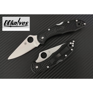 มีดพับ Spyderco Delica 4 Folding Knife VG-10 Satin Plain Blade, Black FRN Handles (C11PBK)