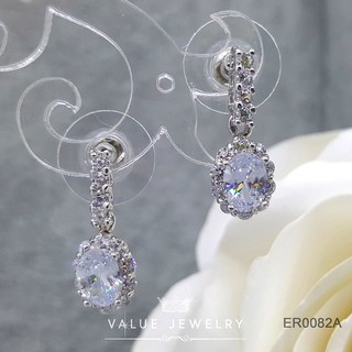 ต่างหูแป้น ติ้งเพชร ทรงไข่ OvalShape คริสตัลแท้ สวยดั่งงานเพ…