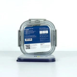 Super Lock Glass กล่องแก้วถนอมอาหาร ทรงจตุรัส ล็อก 2 ชั้น ความจุ 800 มล. มีให้เลือก 2 สี สีฟ้า และสีเทา รุ่น 6211