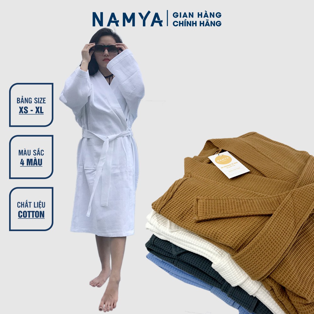 นามีอา เสื้อคลุมอาบน้ําพรีเมี่ยมผ้าคอตตอน 100% ลายรังผึ้ง ดูดซึมน้ํา | NAMYA NBR6