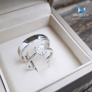 Madduckjewels แหวนเงินแท้ เพชร CZ ชุบโรเดียม RG1629-RG1722