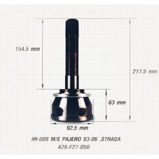 หัวเพลาขับ หัวเพลาขับนอก มิตซูบิชิ ปาเจโร่ สตราด้า MITSUBISHI PAJERO ปี 1983-1986 STRADA ฟันนอก 28 ฟันใน 27 บ่าซีล 56...