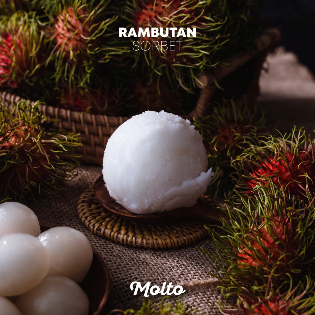 Rambutan Sorbet (ไอศกรีม เงาะ 1 ถ้วย 16 oz.) - Molto premium Gelato