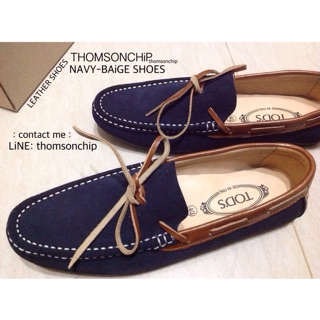 Leather Navy-Baige shoes