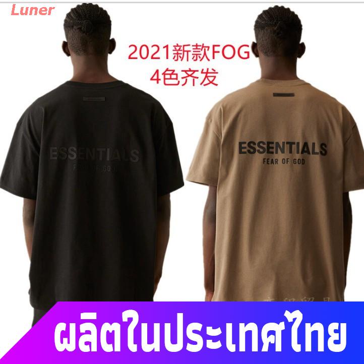 Luner เสื้อยืดลำลอง FOG ESSENTIALS 7th FOG FEAR OF GOD ESSENTIALS 21ss Logo Back Short-sleeved T-shirt Men Oversize T-sh