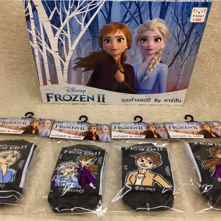 (คละลาย) ถุงเท้านักเรียนโฟรเซ่น Happi by Carson ทอพื้นลาย Frozen ถุงเท้าเจ้าหญิง โฟรเซ่น ถุงเท้าการ์
