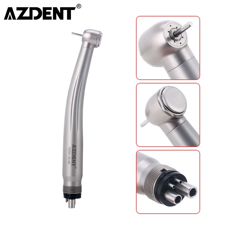 Azdent ทันตกรรม Handpiece ความเร็วสูงหัวมาตรฐานปุ่มกดแบริ่งเซรามิก 4 ทิศทางสเปรย์หัวเครื่องเพื่อสุขภาพระบบ