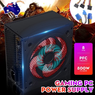 พาวเวอร์ซัพพลาย 800W PFC Silent Fan ATX 20+4pin 12V SATA สําหรับคอมพิวเตอร์ PC Intel AMD