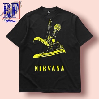 ROUNDคอลูกเรือNeckNirvana Clothing KURT COBAIN เสื้อยืด - เสื้อยืดวินเทจ สีดํา homage tee band metal Women Men Adult mer