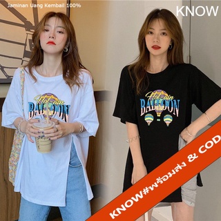 KNOW🔥2253เสื้อยืด เสื้อผ้าแฟชั่นเกาหลี OversizesT-shirts เสื้อเดรส แขนสามส่วน 2254