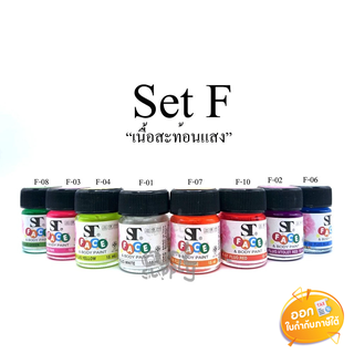 สีเพ้นท์หน้า ST ขนาด 15ml Set F **เนื้อสีสะท้อนแสง**