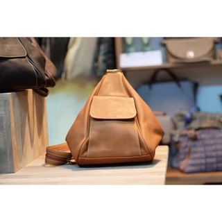 Leather Bag code : LB002 กระเป๋าเป้หนัง งานแฮนด์เมด สีน้ำตาลอ่อน