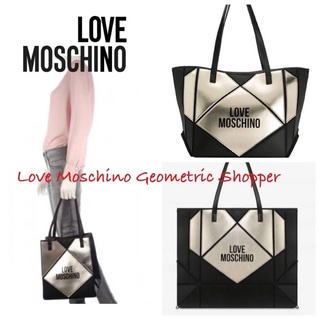 กระเป๋าสะพายไหล่ ใบใหญ่ ของแท้ Love Moschino Geometric Shopper With Logo In Black กระเป๋าแบรนด์ดังสไตล์เก๋ไก๋สุดเปรี้ยว