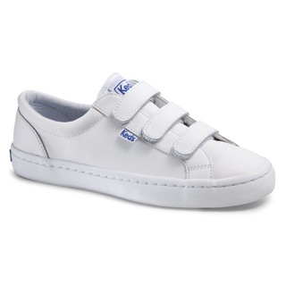 รองเท้า WHITE TIEBREAK WH57616 ผ้าใบผู้หญิง KEDS LEATHER หนังสีขาว แบบแปะ