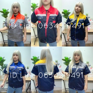 เสื้อช็อปแขนสั้นกระดุมทองทูโทน ตัวใหม่นิยม