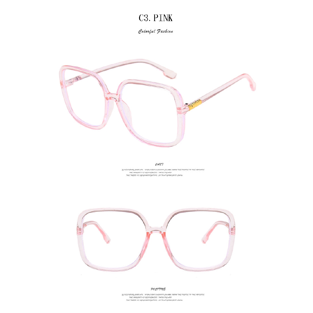 กรอบแว่นตา ทรงสี่เหลี่ยม ขนาดใหญ่ ป้องกันแสงสีฟ้า สีดํา สไตล์วินเทจ เรโทร สําหรับผู้หญิง