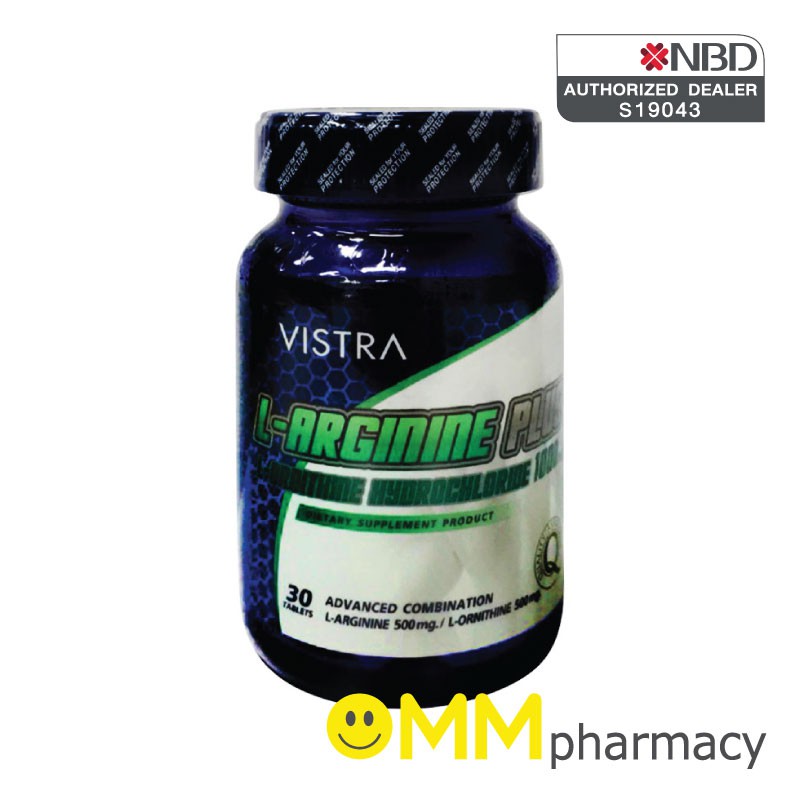 VISTRA L-Arginine Plus L-Ornithine Hydrochloride 1000 mg. 30 เม็ด