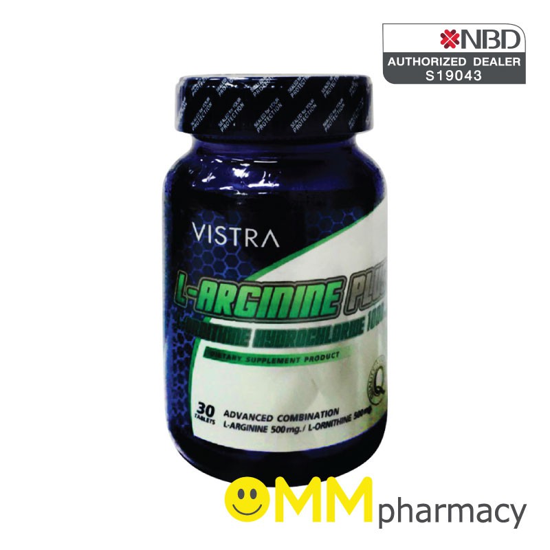VISTRA LArginine Plus LOrnithine Hydrochloride 1000 mg. 30 เม็ด / 60
