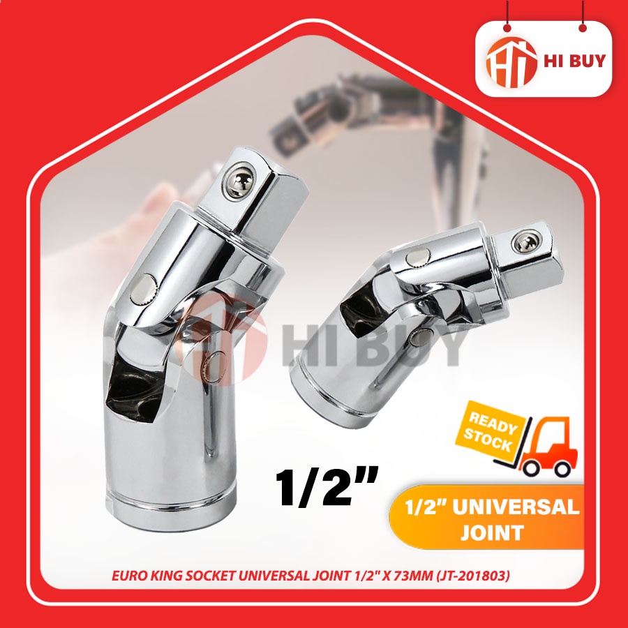EURO KING SOCKET UNIVERSAL JOINT 1/2" X 73MM (JT-201803)/ CHROME VANADIUM SOCKET/ FLEXIBLE JOINT BAL