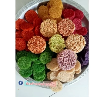 pj-khaotan(ถูกที่สุด พร้อมส่ง)🔥ข้าวแต๋นน้ำแต๋นโมแผ่นดิบดิบ 4เซน (รวมสี) 1 กิโลกรัม